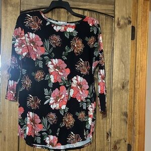 Honey and Lace Black and Pink Floral Tunic